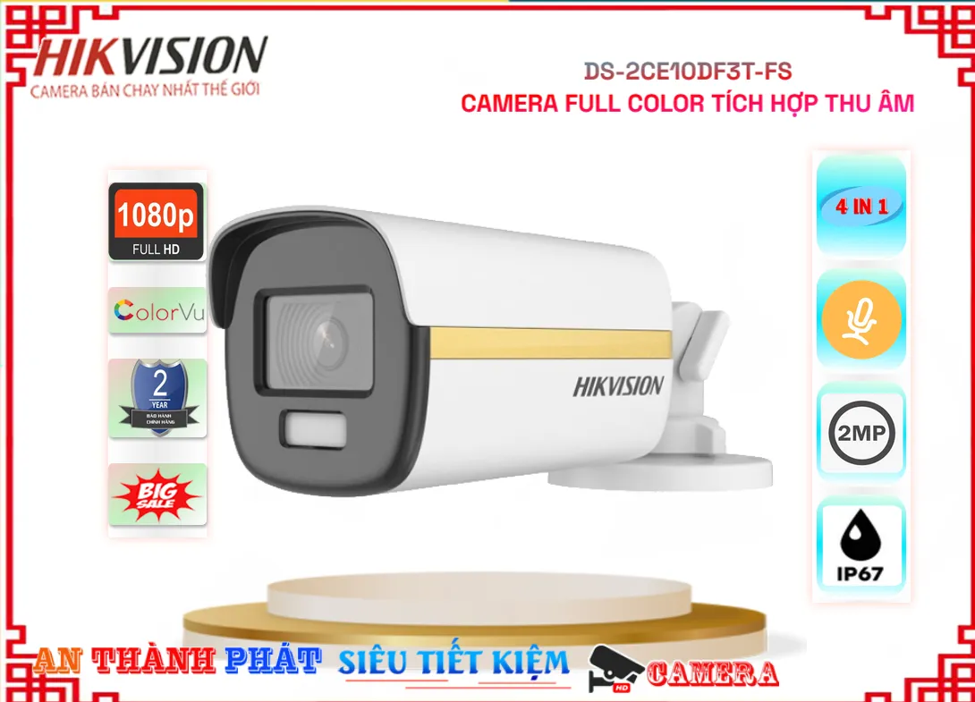 DS-2CE10DF3T-FS Camera FULL color có thu âm,Giá DS-2CE10DF3T-FS,DS-2CE10DF3T-FS Giá Khuyến Mãi,bán
